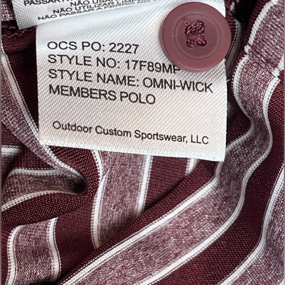 Columbia Golf Men’s XXL Maroon and White Striped Polo. MS State Embroidery. - Picture 11 of 11